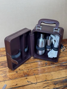 Pottery Barn Portable Travel Bartender Cocktail Kit Leather Case 11"x6" Size - Picture 1 of 16