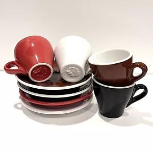 ACF Espresso Cup 70ml & Saucer Set of 4 Black, White, Red, Brown - Picture 1 of 7