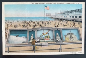 1929 Atlantic City NJ USA Picture Postcard Airmail cover To Chicago IL Beach - Picture 1 of 2