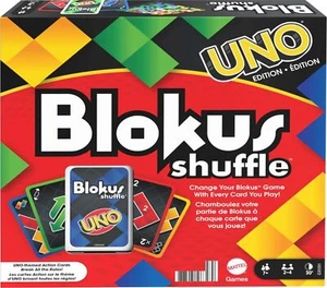 Mattel Games Blokus Shuffle UNO Edition Strategy Board Game Action Cards - Picture 1 of 6
