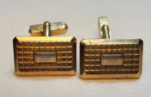 Vintage Sanek Gold Toned With Gray In the Middle Cufflinks - Picture 1 of 4