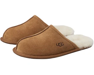 Pantofole Uomo UGG Castagno Scamosciato Pelliccia di Shearling Lana Scuff 9 1005605 Nuove - Foto 1 di 6