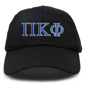 Pi Kappa Phi Greek Letters Ball Cap Embroidered Fraternity Hat in Black - Picture 1 of 7