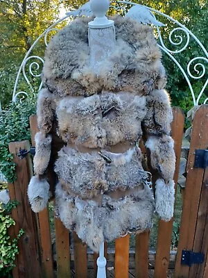 True VTG 1960s 1970s Mid-century MOD Coyote? Fox? Fur & Leather Jacket Coat S M - Image 1 of 4