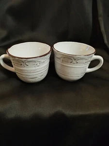 Pfaltzgraff Ellis White Stoneware Mug Set Of 2 Microwave & Dishwasher Safe Rusti - Picture 1 of 3
