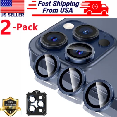 Paquete de 2 protectores de lente de cámara de vidrio templado de 15 anillos para iPhone 16 Pro Max/16 Pro Foto 1 de 4