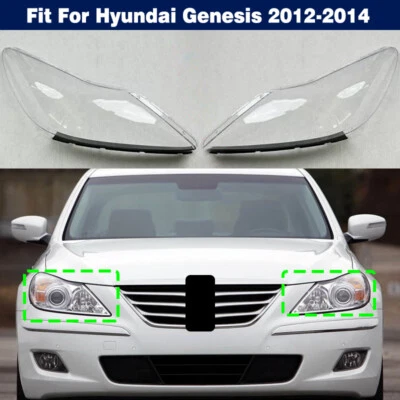 Pair Headlight Clear Lens Shell Cover+Sealant Glue For Hyundai Genesis 2012-2014 Foto 1 de 4