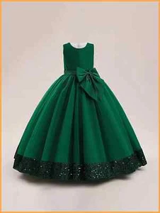 Vestidos Largos Para Niñas de Fiesta Vestidos de Princesa Bodas Verdes Rojo X10 - Picture 1 of 20