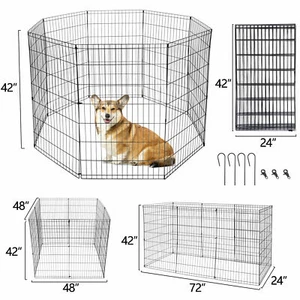 42" 8 Panel Pet Playpen Metal Animal Dog Fence Protable Folding Indoor Outdoor  - Picture 1 of 12