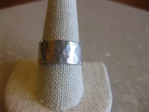 ¿Para hombre vintage artesanal ancho martillado 800? Anillo de plata / talla 10 - Imagen 1 de 9
