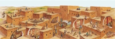 Original Artwork by Richard Hook of Neolithic Catal Huyuk (Çatalhöyük) Turkey - Image 1 of 4