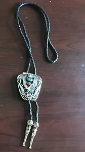 Eagle Bolo Tie with genuine Turquoise and Red Coral 18’ - Picture 1 of 8