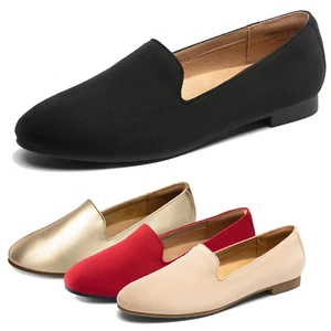 Women Round Toe Flats Dress Business Casual Office Slip On Flat Shoes - Picture 1 of 30