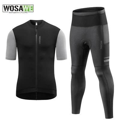 WOSAWE Men's Cycling Jersey Pants Set Breathable Padded Tights Bike Bicycle Suit - Image 1 of 4