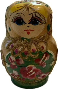Russische Holz Matroschka handbemalte verschachtelte Puppen 5 Stück schöne Handarbeit - Bild 1 von 14
