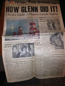 JOHN GLENN - Chicago Daily Tribune 21. Februar 1962 WIE GLENN ES GESCHAFFT HAT! - Bild 1 von 4