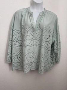 Blusa Sundance Ojales Talla 3X Campesina Boho Algodón Verde Pastel Primavera Usada en Excelente Condición - Imagen 1 de 5