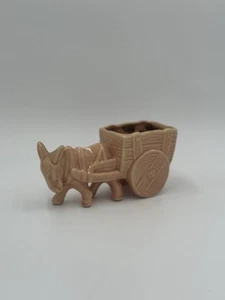 Vintage Pink Donkey Cart Planter Ceramic Pottery Animal Figurine USA Mid-Centur - Picture 1 of 11