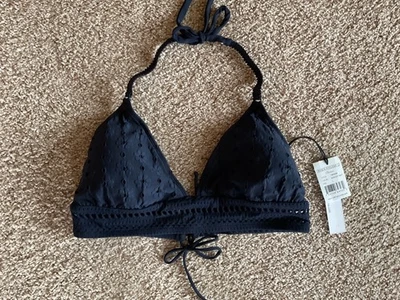 Robin Piccone Clarissa Ojales Encaje Halter Corbata Natación Top En Azul Marino | Talla L Nuevo Con Etiquetas Foto 1 de 4