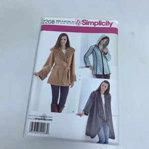 Uncut Simplicity Size XS-XL 6-24 Fleece Jackets Pattern 2208 Collar Hooded - Picture 1 of 8