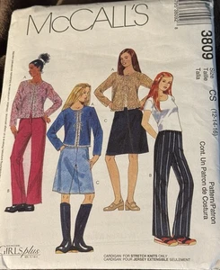 🌸McCall's pattern 3809 Girls' Cardigan, Pants & Skirt size 12, 14, 16 uncut - Picture 1 of 2
