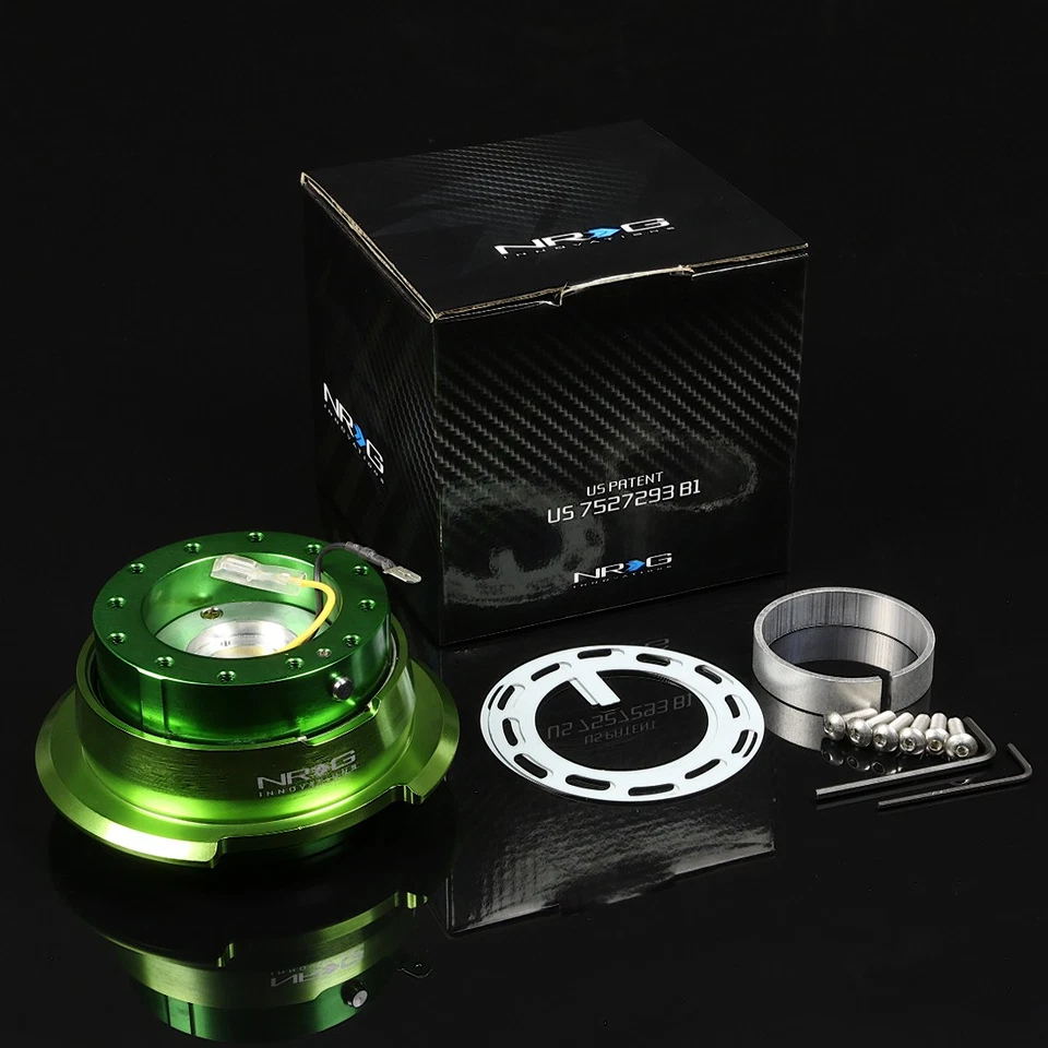 NRG STEERING WHEEL LOCK QUICK RELEASE ADAPTOR KIT GEN 2.8 GREEN BODY+FLARED RING - Image 1 of 1