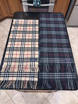 Lote de 2 bufandas Burberry London vintage a cuadros Nova 100 % cachemir 100 % lana de cordero Foto 1 de 3
