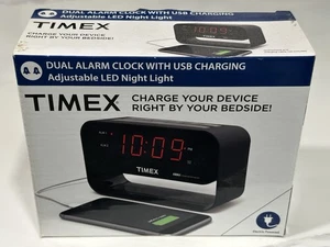 Timex Bedside Dual Alarm Clock with USB Charging Adjustable LED Nightlight - Picture 1 of 4