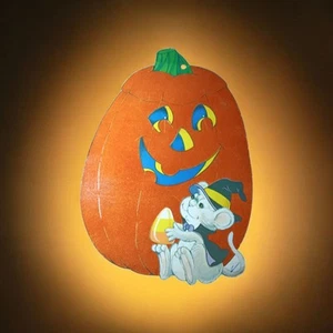 Topo zucca floccato Halloween fustellato con mais caramellato 13,5" - Foto 1 di 10