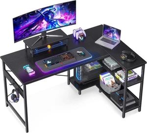 ODK L Shaped Computer Desk with Reversible Storage Shelves, L-Shaped Desk 118*80 - Picture 1 of 8
