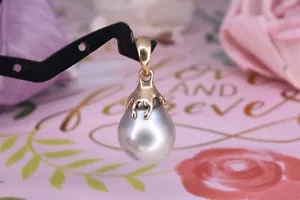 14 Karat Gelbgold 10,8 mm Perle Vintage Anhänger (keine Kette enthalten) CCR815 - Bild 1 von 4