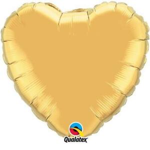 Metallic Gold 9" Foil Heart Shaped Qualatex Balloons x 2