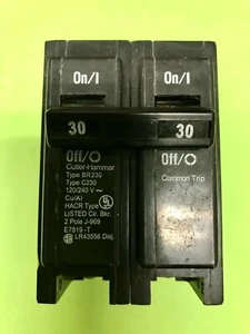 CUTLER HAMMER BR230 2 POLE 30 AMP CIRCUIT BREAKER - Picture 1 of 6