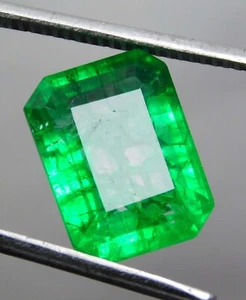7.80 Ct Natural Beautiful Colombian Emerald Emerald Cut Loose Gemstone Certified - Picture 1 of 5