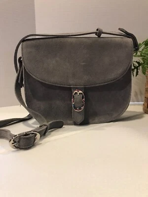 Emma Fox Gris Gamuza Bandolera Monedero, Emma Fox Gamuza Gris Alforja Monedero Bolso de Mano Foto 1 de 4