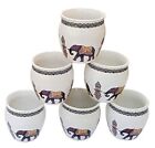 Handicraft Hand Printed White Ceramic Kulhad Tea Cups -Set of 6