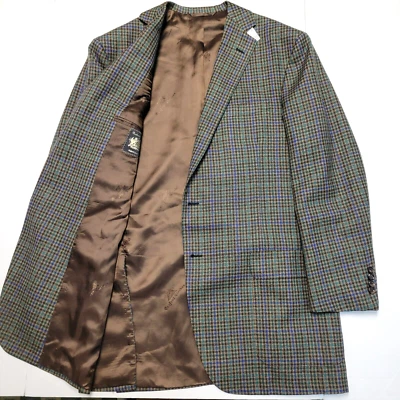 $4495 New OXXFORD Blazer Sport Coat Suit Jacket Men 44 L Brown Blue Green Plaid - Image 1 of 4