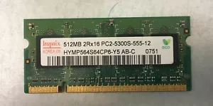 512MB RAM HYMP564S64CP6-Y5 HYNIX LAPTOP MEMORY DDR2 PC2-5300S-555-12 - Picture 1 of 1