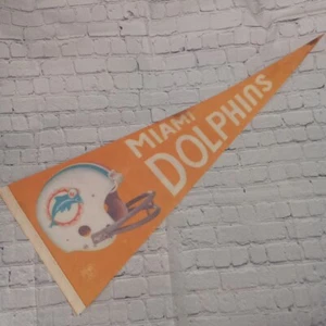Rare Vintage 1970s 30" Miami Dolphins Felt Pennant Oranged-Stained - Picture 1 of 12