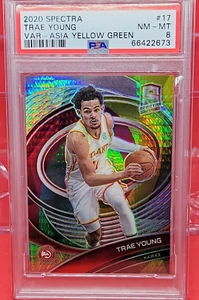 2020 Spectra Trae Young Asia Yellow Green Prizm PSA 8 SP SPP Variation 3/75 HOT - Picture 1 of 5