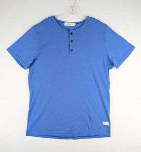 Kinetix Shirt Mens Medium Heather Blue Short Sleeve Henley T-Shirt - Picture 1 of 9