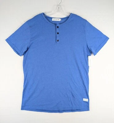 Camisa Kinetix Para Hombre Mediana Azul Jaspeado Manga Corta Camiseta Henley Foto 1 de 4