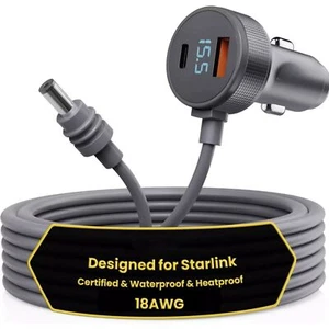 Plug-N-Play Power Cable Cigarette Lighter Adapter DC12-24V For Starlink Mini - Zdjęcie 1 z 16