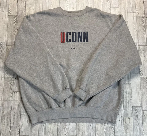 VTG NIKE UCONN HUSKIES BASKETBALL MEN'S CENTER SWOOSH SWEATSHIRT SZ 2XL Cover