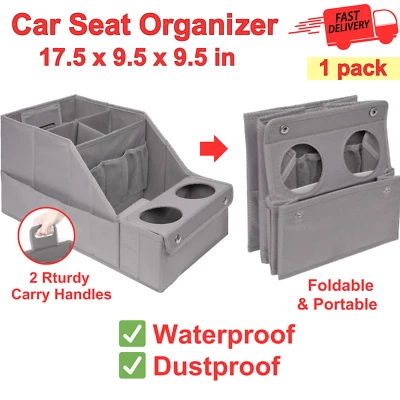 Organizador de asiento de coche - 11 compartimentos de almacenamiento, 2 portavasos para asiento delantero y trasero Foto 1 de 4