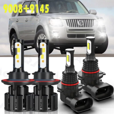 For Mercury Mariner 2004-2011 White COB LED Headlight Hi/Low + Fog Light 4 Bulbs - Image 1 of 4