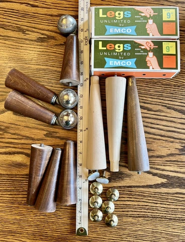 MCM Furniture Leg Lot: Emco Position Plates 6 Used Legs 2 New Legs Plus Ends Cover