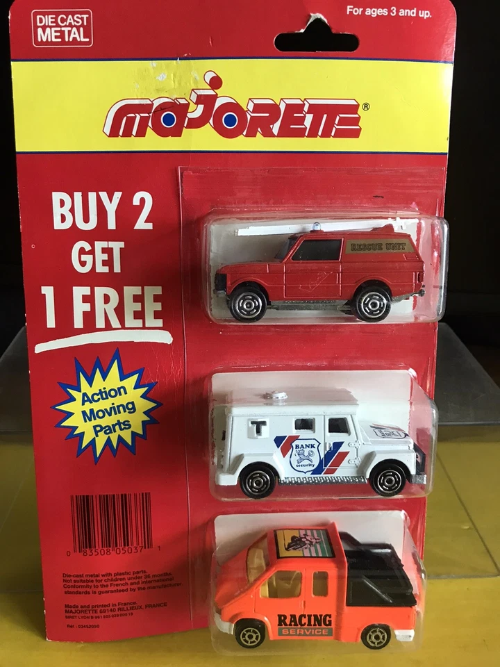 MAJORETTE 1/64 3-PACK DIECAST NIP MADE FRANCE FIRE-BRINKS-SERVICE VEHICLES RARE - Image 1 of 4