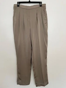 Calvin Klein Women's Satin Pleated Hi-Waist Dress Pants Size M NWT Color Beige - Picture 1 of 12
