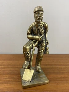 Brass Miner With Removable Shovel Stamped FWA 1981 Heavy Figure - Picture 1 of 24